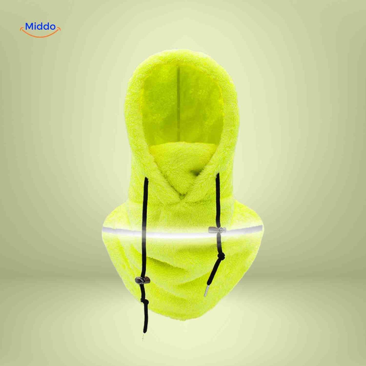 bonnet hiver jaune fluo avec bande réfléchissante et capuche fleece pour la visibilité nocturne
