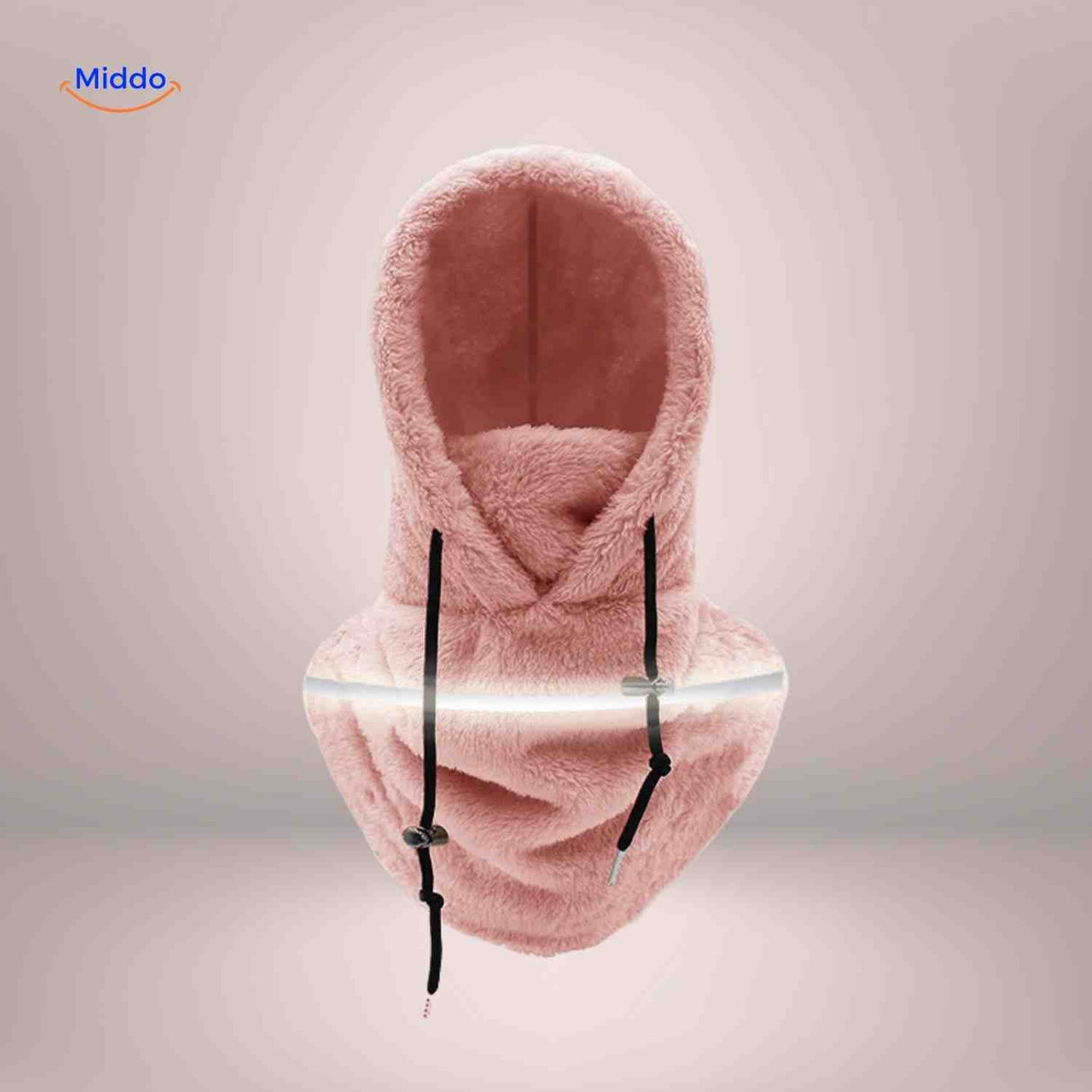 bonnet hiver rose avec bande réfléchissante et capuche fleece pour la visibilité de nuit