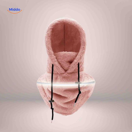 bonnet hiver rose avec bande réfléchissante et capuche fleece pour la visibilité de nuit