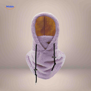 bonnet hiver coloris violet avec capuche fleece et tour de cou intégré