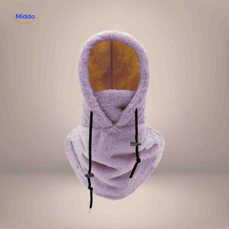 bonnet hiver coloris violet avec capuche fleece et tour de cou intégré
