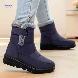 bottes d'hiver bleu marine confortables et résistantes à la neige