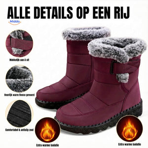 gros plan des détails des bottes d'hiver : doublure polaire et rembourrage pour le confort