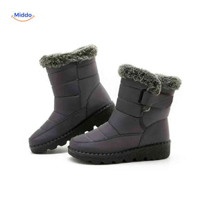 bottes d'hiver grises étanches pour femme, antidérapantes et légères