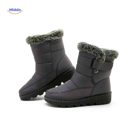 bottes d'hiver grises étanches pour femme, antidérapantes et légères
