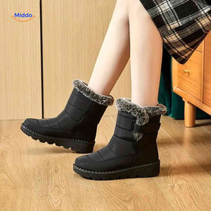 bottes de neige noires doublées pour femme, chaudes et imperméables