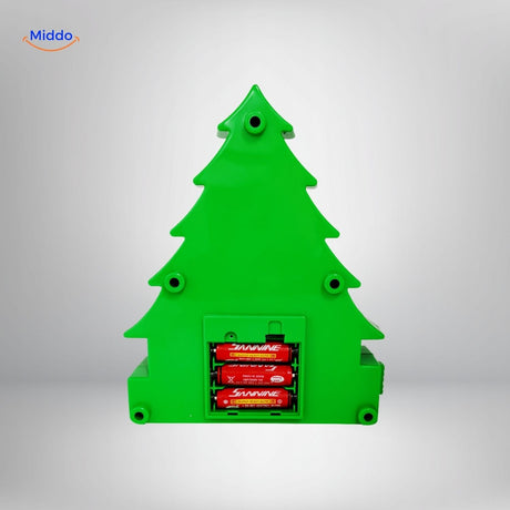 vue arrière d'une boule de noël diy montrant le compartiment à piles du stylo électrique