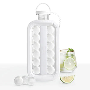bouteille frostyballs transparente avec boules de glace rondes et boisson au citron vert