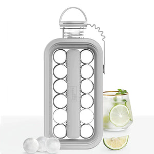 bouteille frostyballs transparente entourée de glaçons ronds pour boissons ultra-fraiches