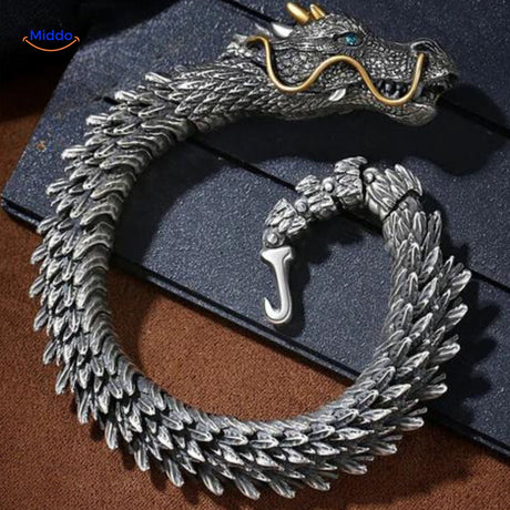 bracelet dragon bone enroulé et prêt à être porté au poignet, style masculin affirmé