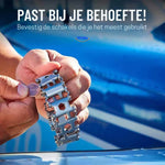bracelet multi-outils adaptable à chaque besoin, porté au poignet pour un usage quotidien pratique