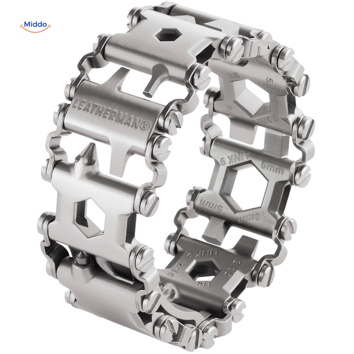 bracelet multi-tool survivepro argenté, design épuré en acier inoxydable