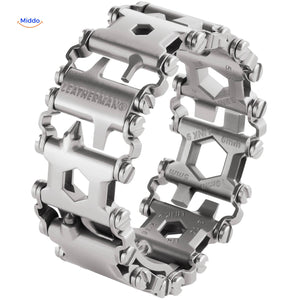 bracelet multi-tool survivepro argenté, design épuré en acier inoxydable