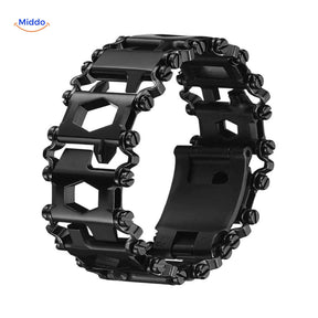 bracelet multi-tool survivepro en coloris noir, finition acier robuste