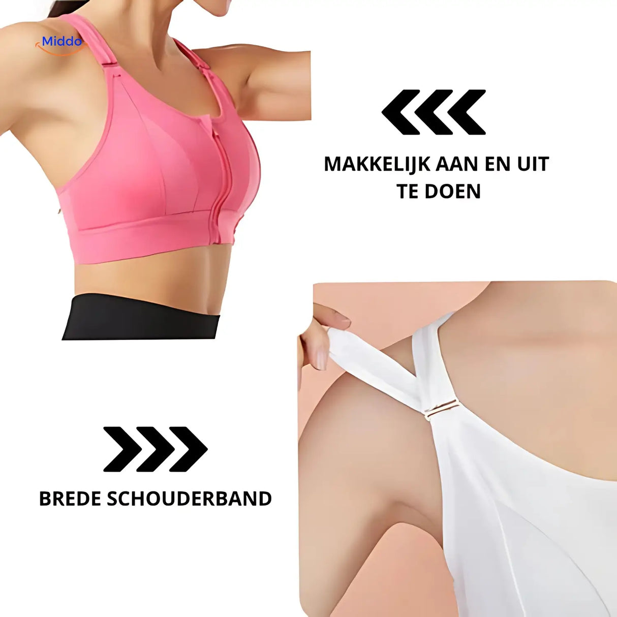 brassière de sport avec fermeture éclair avant pour l'enfiler et l'enlever facilement