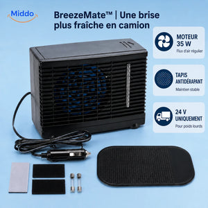 Présentation française du moteur 35 W, du tapis antidérapant et de l’alimentation 24 V