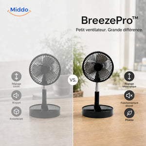 Comparaison entre un ventilateur classique et le BreezePro pliable
