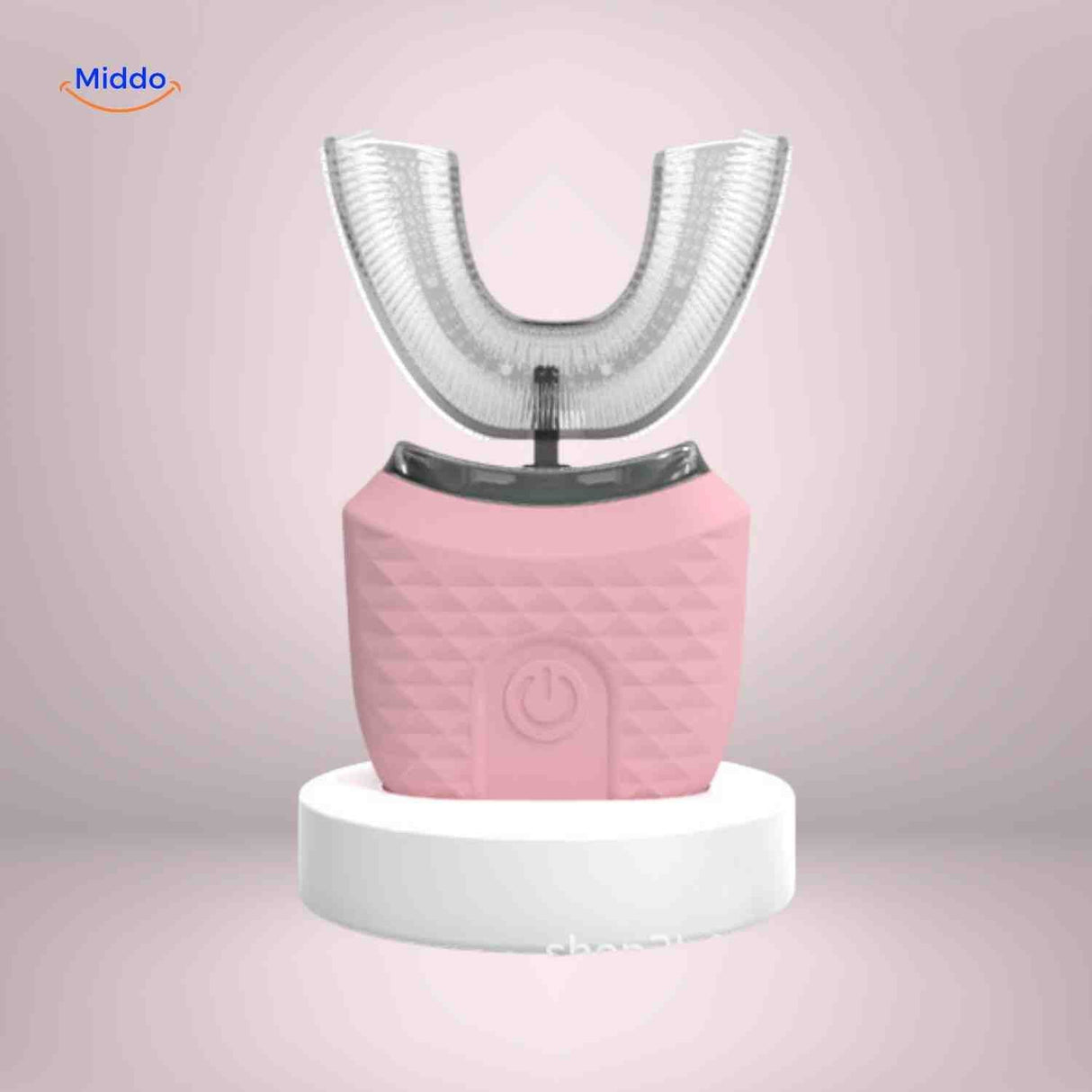 brosse à dents électrique automatique en forme de U présentée en coloris rose