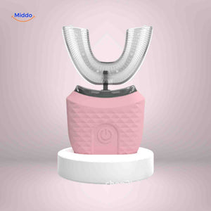 brosse à dents électrique automatique en forme de U présentée en coloris rose