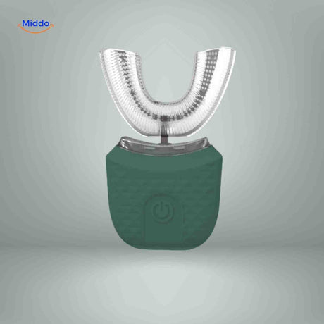 brosse à dents électrique automatique en forme de U présentée en coloris vert