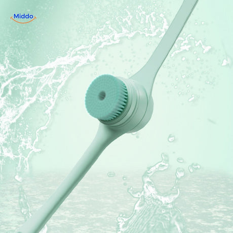 scrubber dos étanche vue arrière, résistant à l'eau pour une utilisation sous la douche
