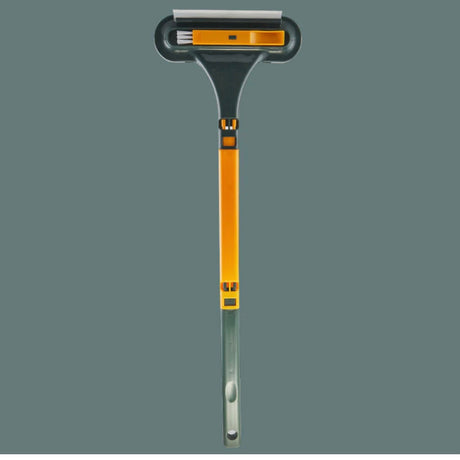 brosse anti-poils orange avec long manche et bande en caoutchouc pour toutes surfaces