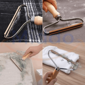 furbuster en 4 vues : utilisation sur canapé, vêtements, moquette et meubles