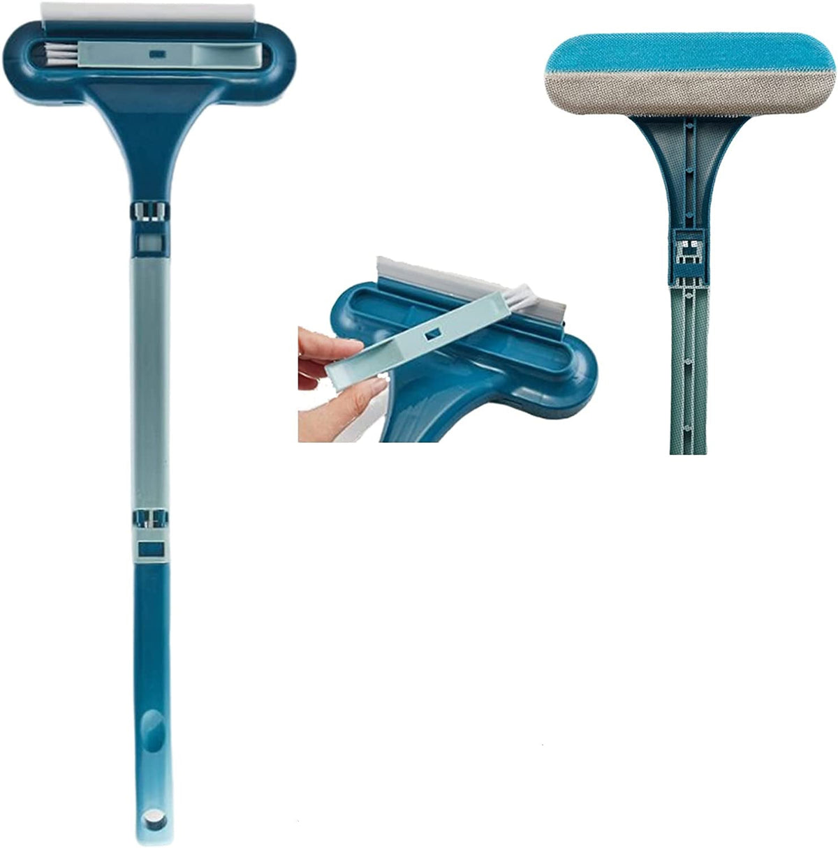 brosse anti-poils avec tête amovible et manche bleu pour nettoyer meubles et tissus