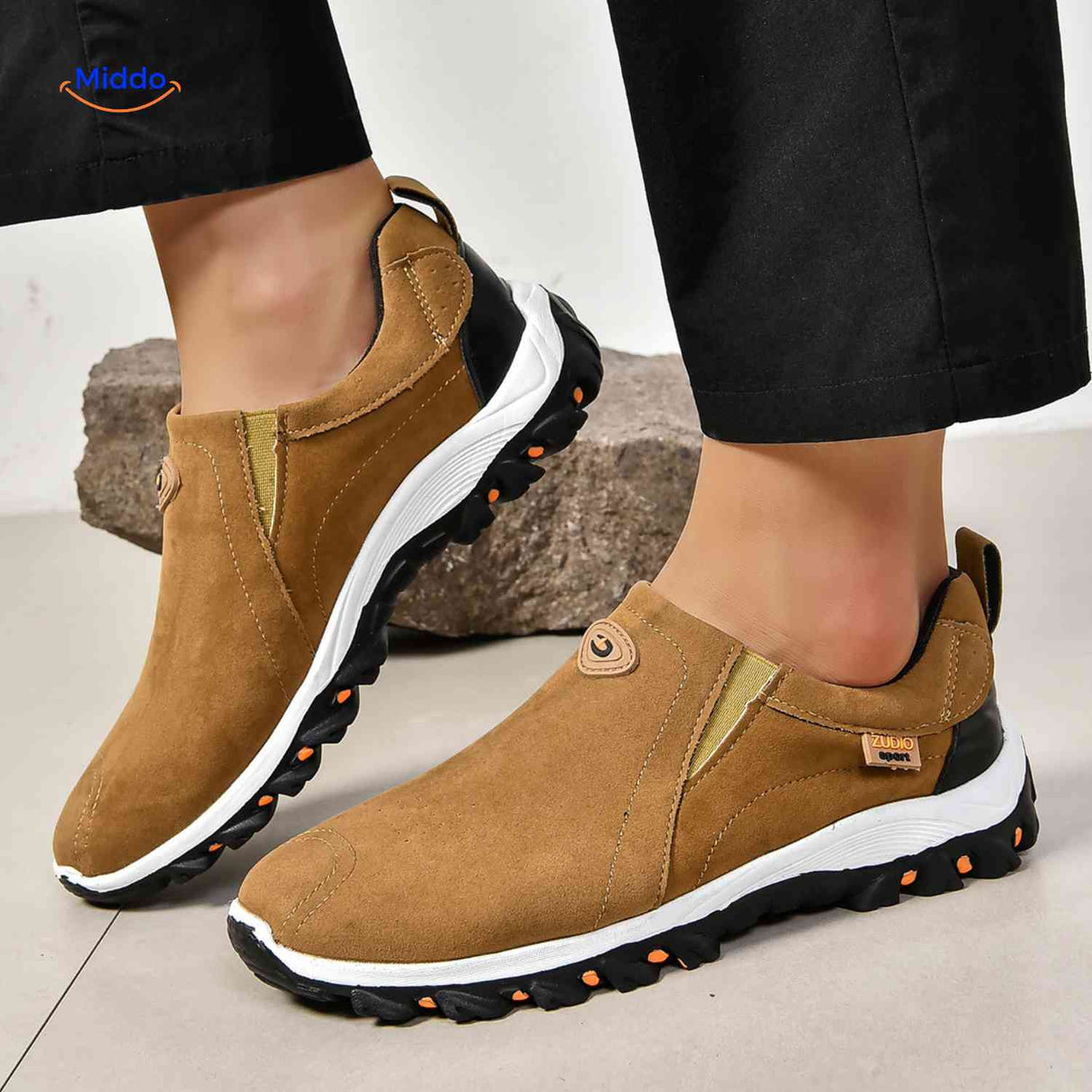 Chaussures homme Stridex à enfiler en suède, marron, vue 24