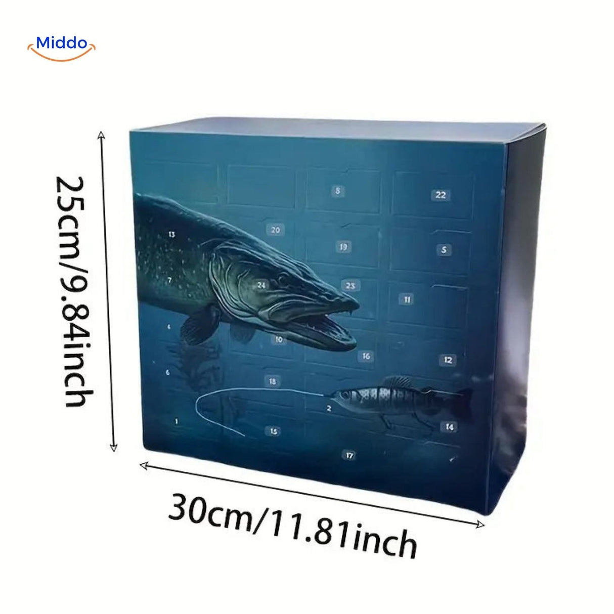 calendrier de l'avent pêche format 30x25 cm, compact et idéal à offrir à noël