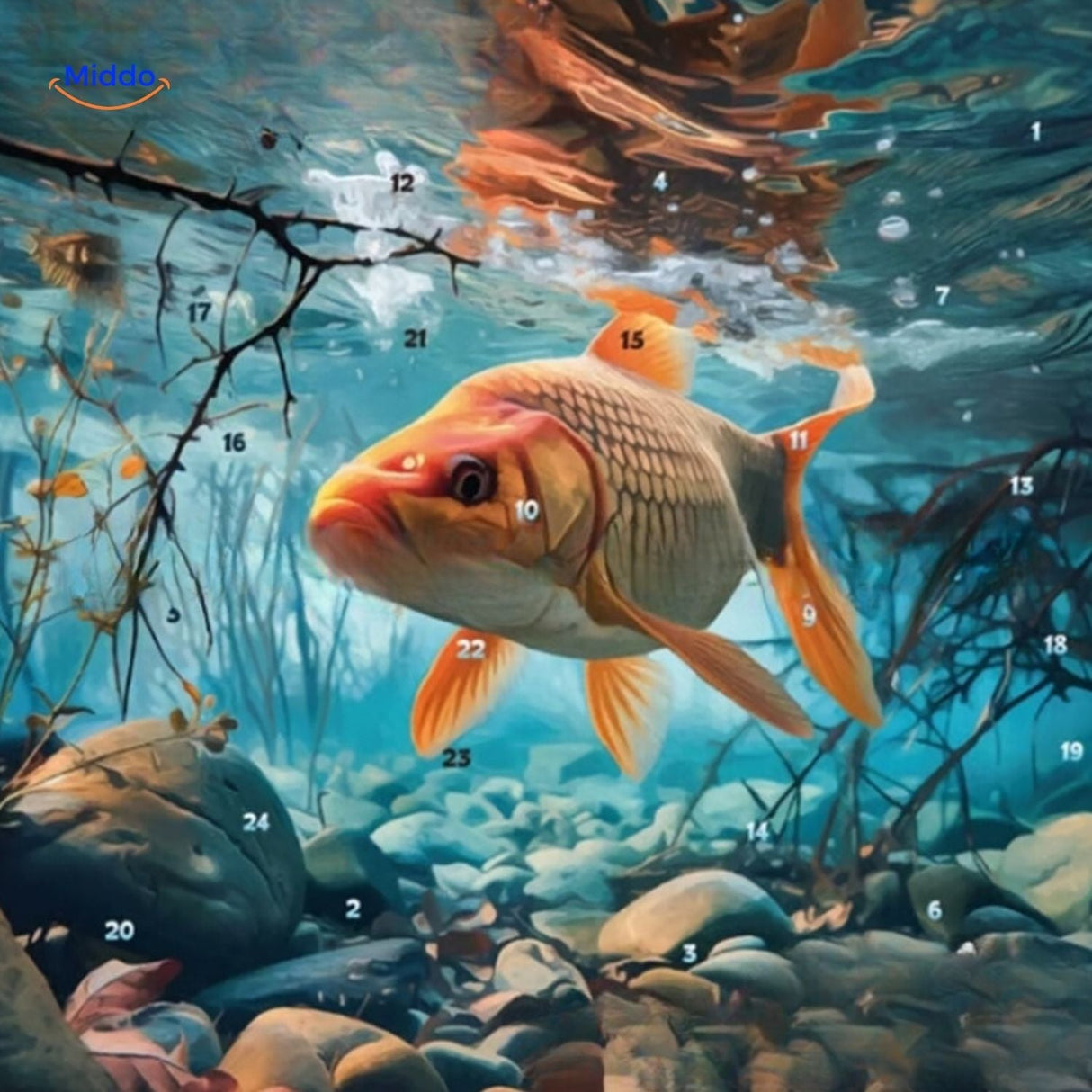 calendrier de l'avent pour pêcheurs avec motif sous-marin coloré, 24 cadeaux surprise