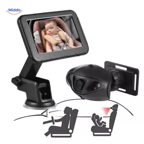 caméra bébé voiture avec sécurité intégrée et moniteur pour une surveillance fiable pendant la conduite
