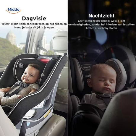 caméra bébé voiture avec vision de jour et de nuit pour une image claire en toutes conditions de luminosité