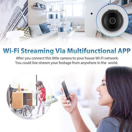 contenu du kit camera mini securite wifi 1080p avec accessoires et cable de chargement inclus