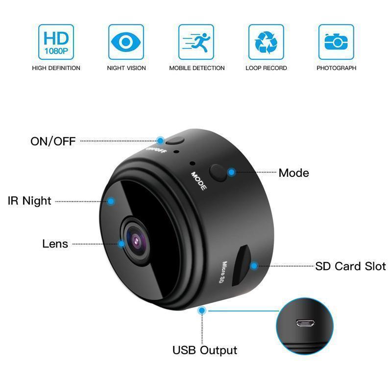 camera de surveillance wifi 1080p vue frontale, installation facile partout dans la maison