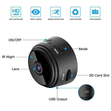 camera de surveillance wifi 1080p vue frontale, installation facile partout dans la maison