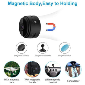 camera wifi 1080p installee dans un interieur, positionnee discretement sur un meuble