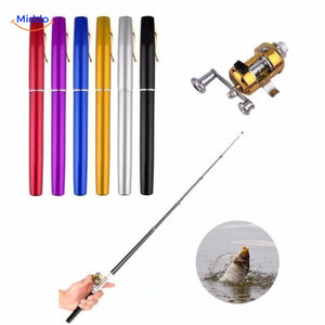 set de cannes à pêche télescopiques en plusieurs coloris avec moulinet et poisson