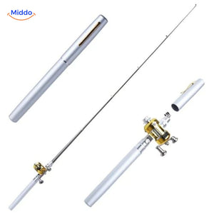 set de pêche ultra-compact couleur argent avec moulinet, portable et léger pour voyager