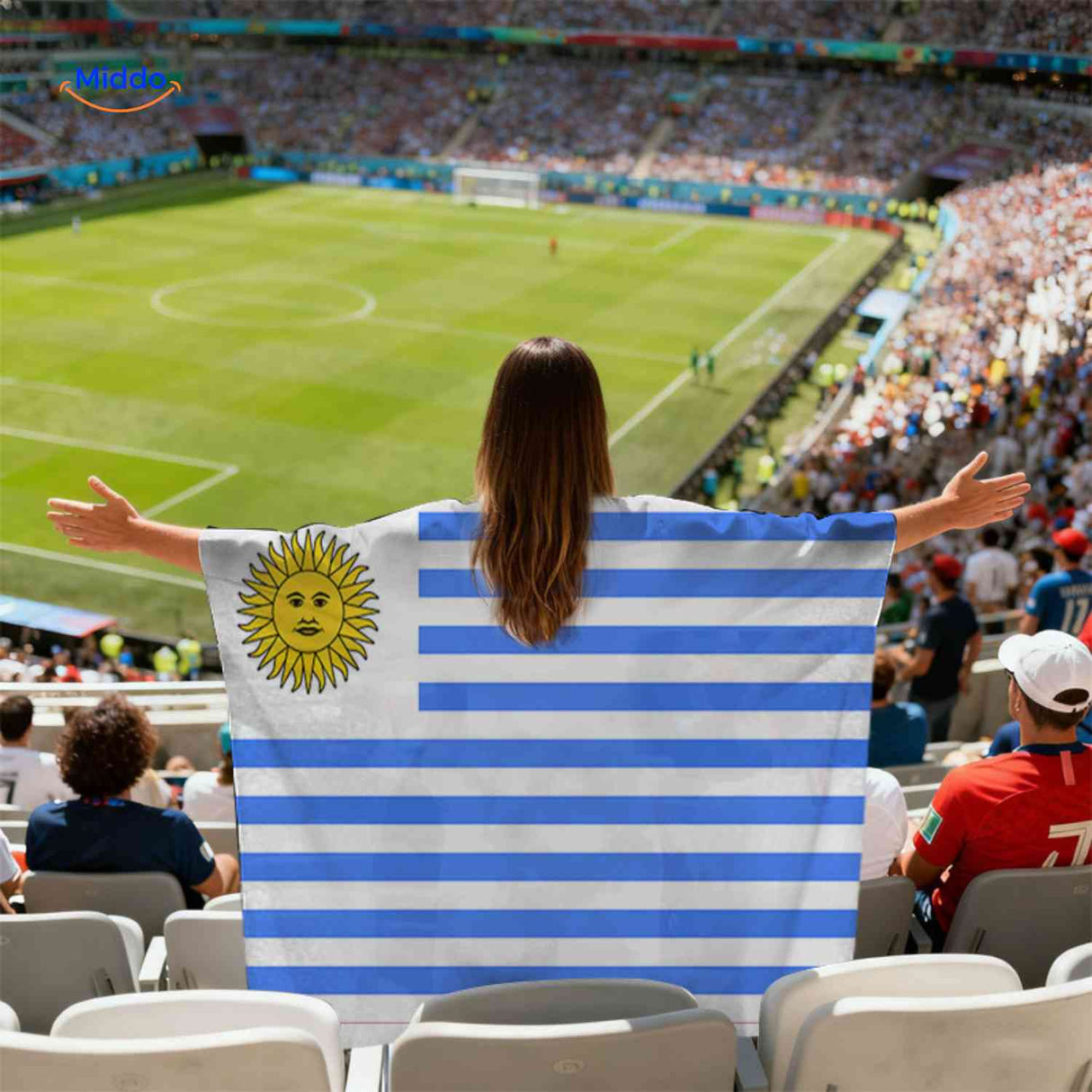 cape drapeau Uruguay à séchage rapide pour supporter au stade de football