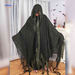 cape d'halloween noir et vert avec look effrayant, costume spectaculaire pour soiree