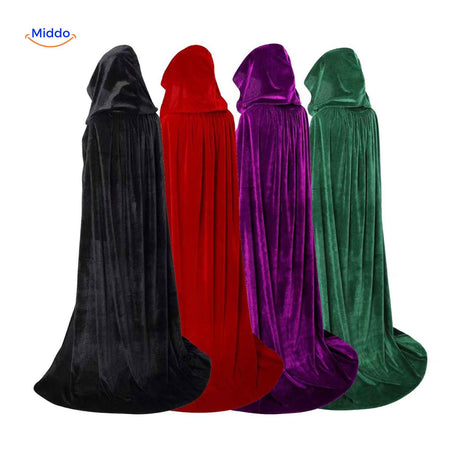 capes velours disponibles en coloris noir, rouge, violet et vert