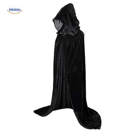cape velours noire longue à capuche style classique halloween