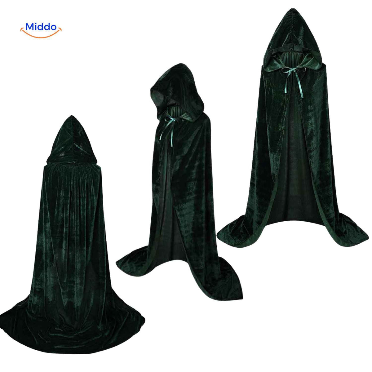 cape velours verte à capuche longue style halloween cosplay