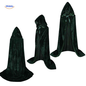 cape velours verte à capuche longue style halloween cosplay