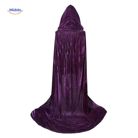 cape velours violette à capuche pour déguisement halloween