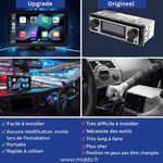 interface menu apple carplay et android auto sans fil sur écran de bord