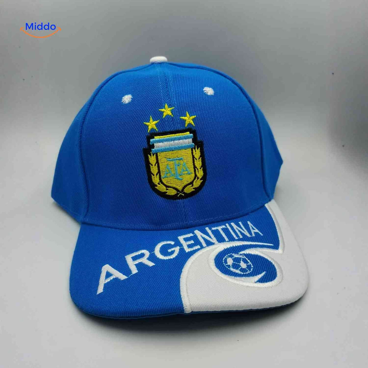 casquette de football Argentine avec emblème brodé, tissu léger et respirant