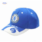 casquette sport Chelsea logo brodé en gros plan, fermeture réglable