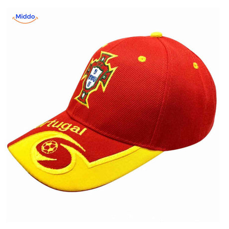 casquette de football Portugal emblème national brodé, tissu léger et ajustable